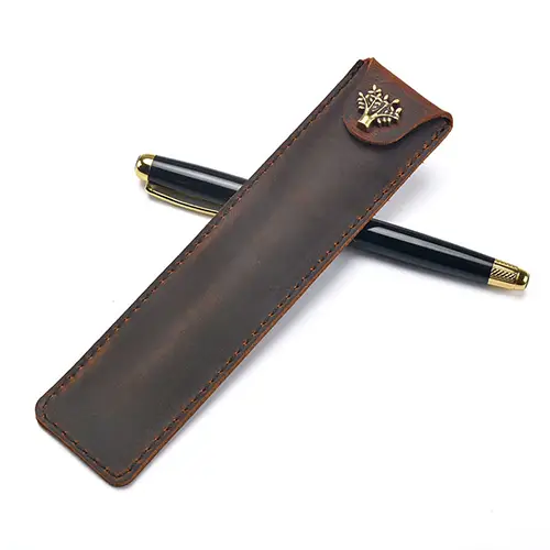  Crazy Horse Leather Pen Case – Elegant and Durable Leather Accessory